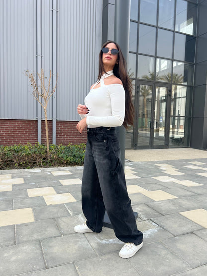 adjustable balloon fit denim