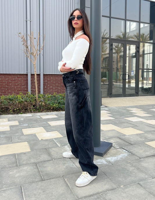 adjustable balloon fit denim
