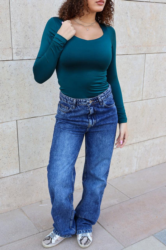 straight leg fit denim