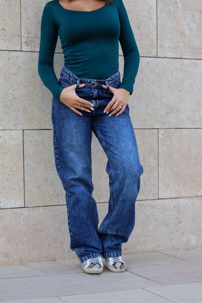 straight leg fit denim