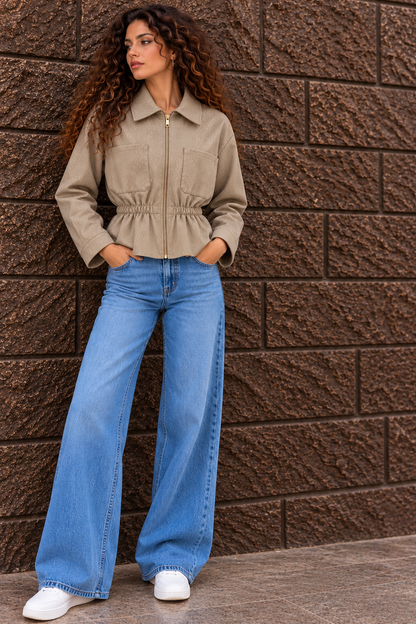 Beige Textured Jacket
