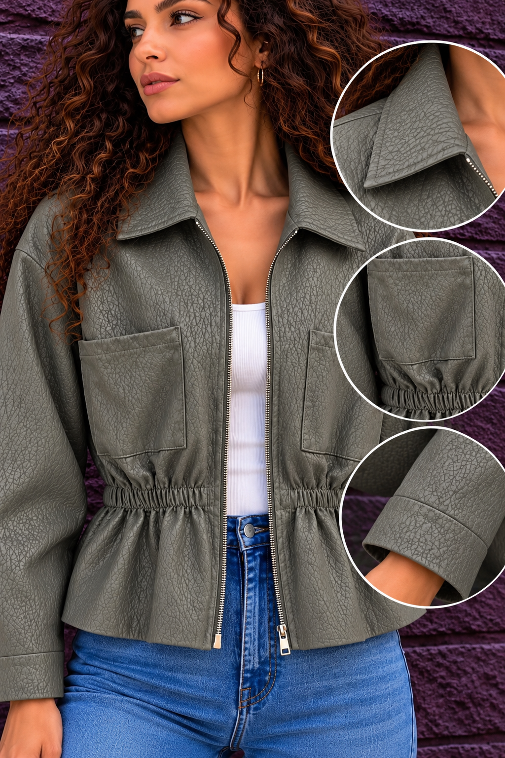 Olive Green Tiger Textured Jacket