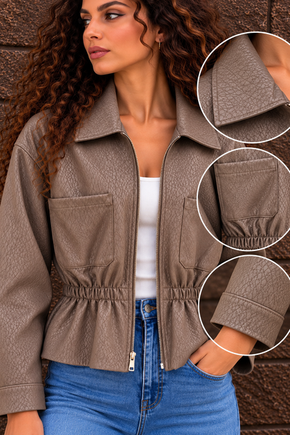 Mocha Brown Tiger Textured Jacket